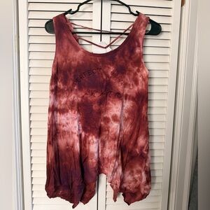 Zara| Burgundy and Pink Tie-Dye Tank Top Size Large